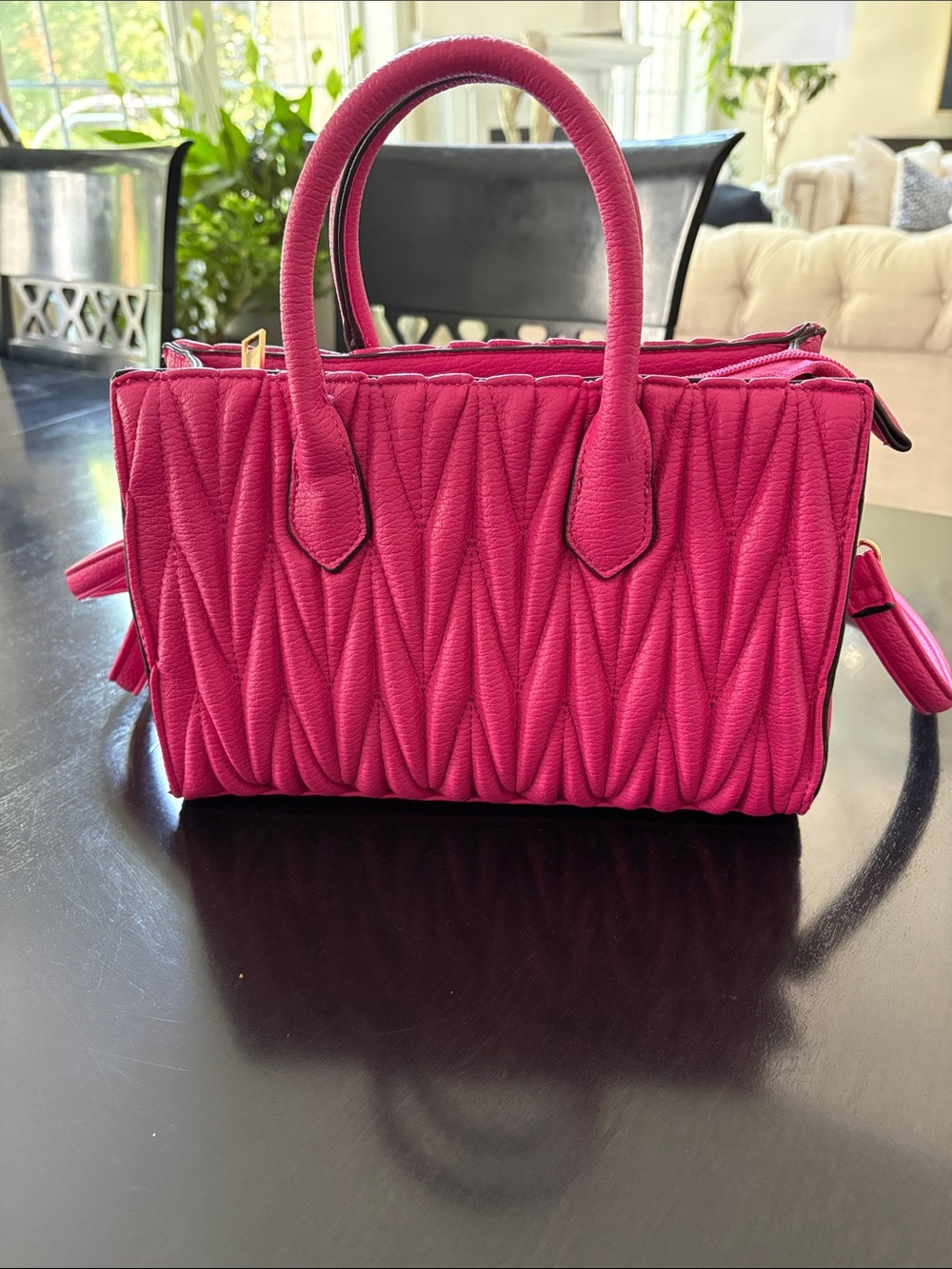 Elegant Quilted Pink Top-Handle Women’s Handbag